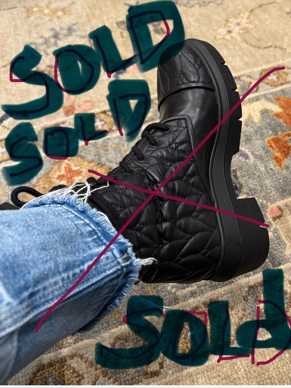 **SOLD‼️ DO NOT BUY‼️ - Stuart Weitzman Black Quilted Leather Combat Boots